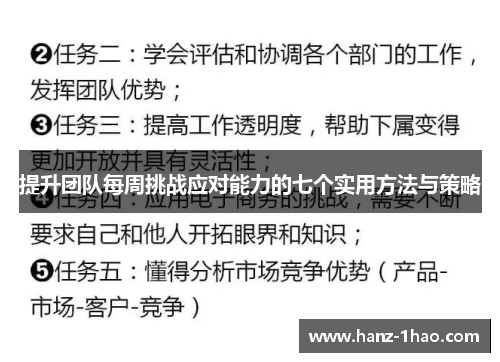 提升团队每周挑战应对能力的七个实用方法与策略